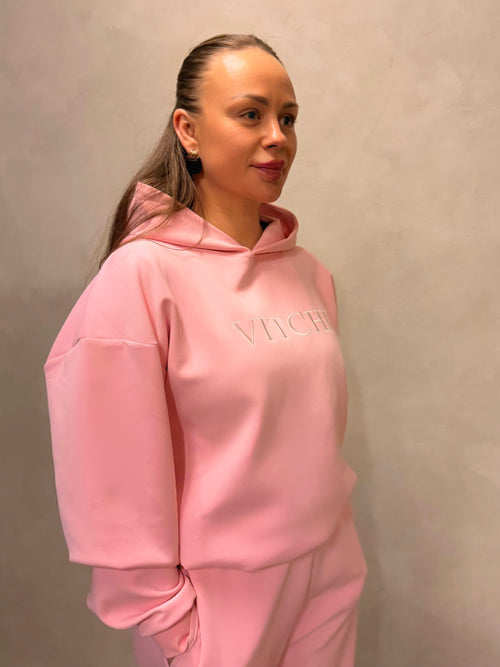 LUXE TRACKSUIT HOODIE OVERSIZED BABY PINK