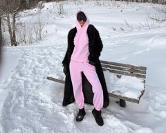 LUXE TRACKSUIT HOODIE OVERSIZED BABY PINK - VITCHI VILANI