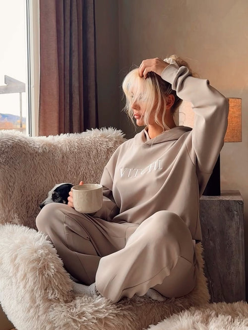 LUXE TRACKSUIT HOODIE OVERSIZED MOCHA - VITCHI VILANI